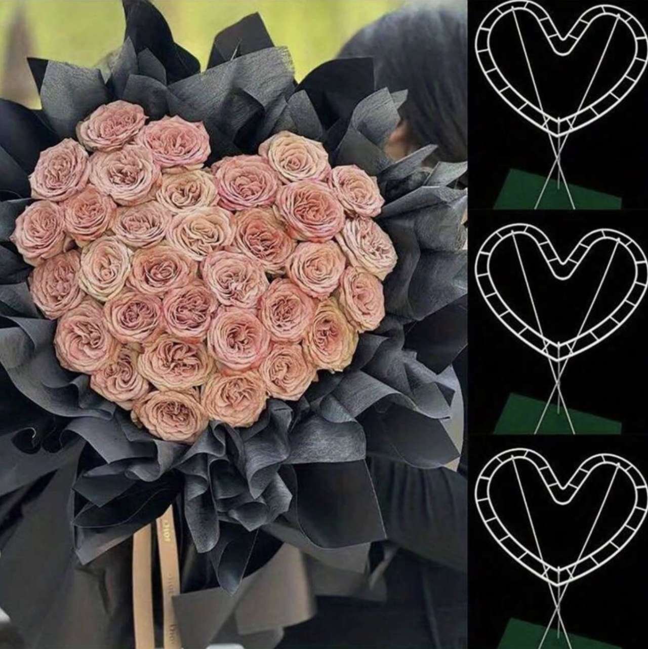 1 Set Heart-Shaped Rose Flower Arranging Tools - Essential For Gift Wrapping, Party Decor, And Flora
