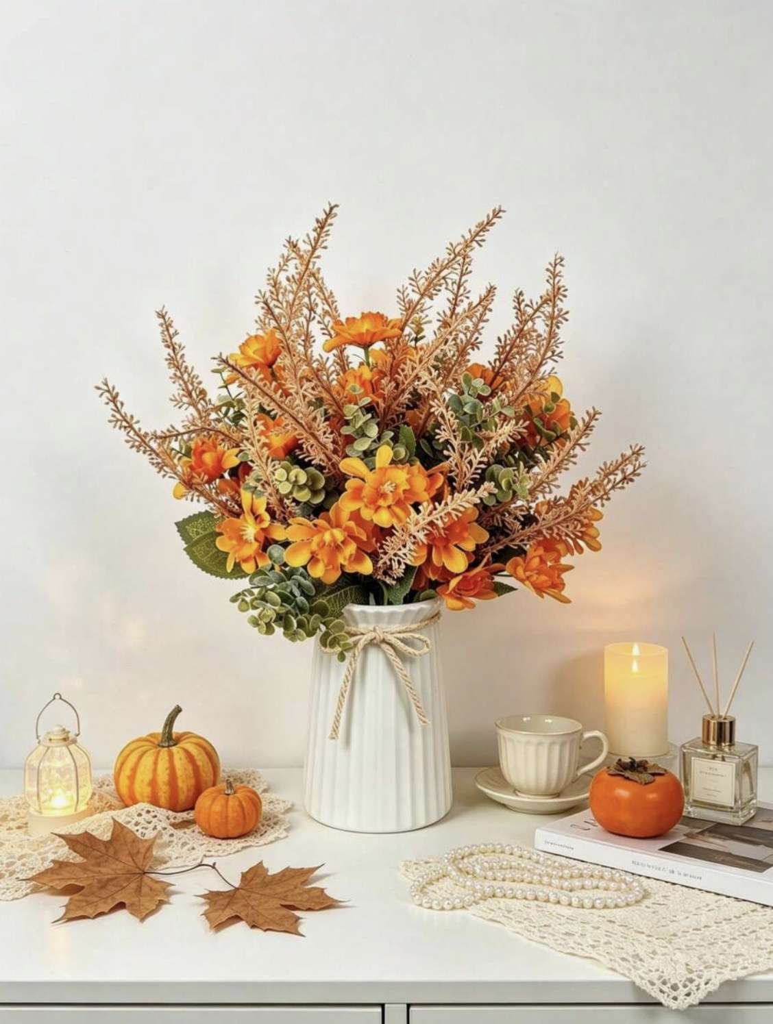 1PC Artificial Chrysanthemum Paired With Wheat Ear Grass For Home Decor, Party Decor, Wedding Decora