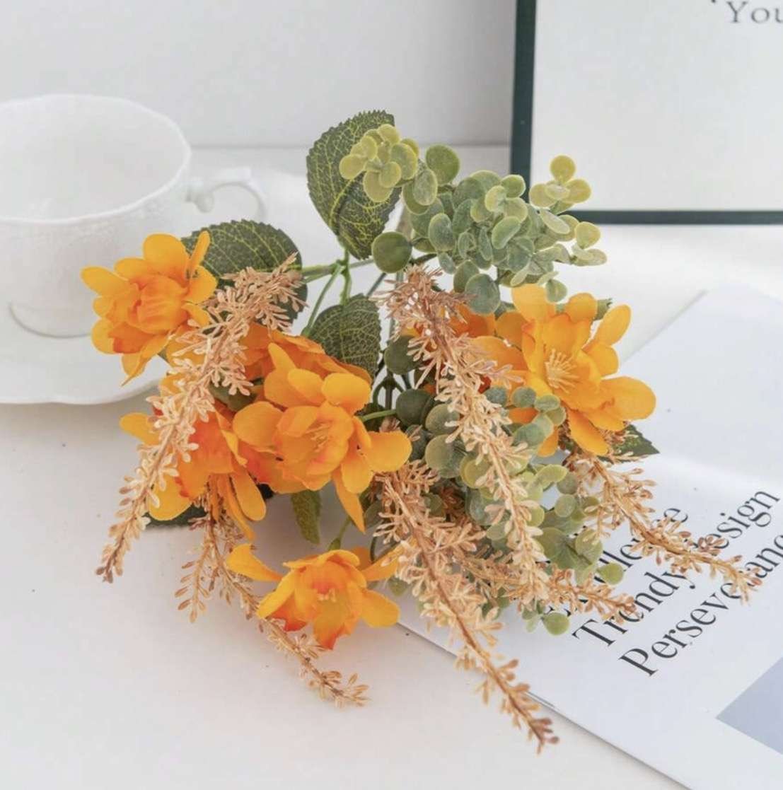 1PC Artificial Chrysanthemum Paired With Wheat Ear Grass For Home Decor, Party Decor, Wedding Decora