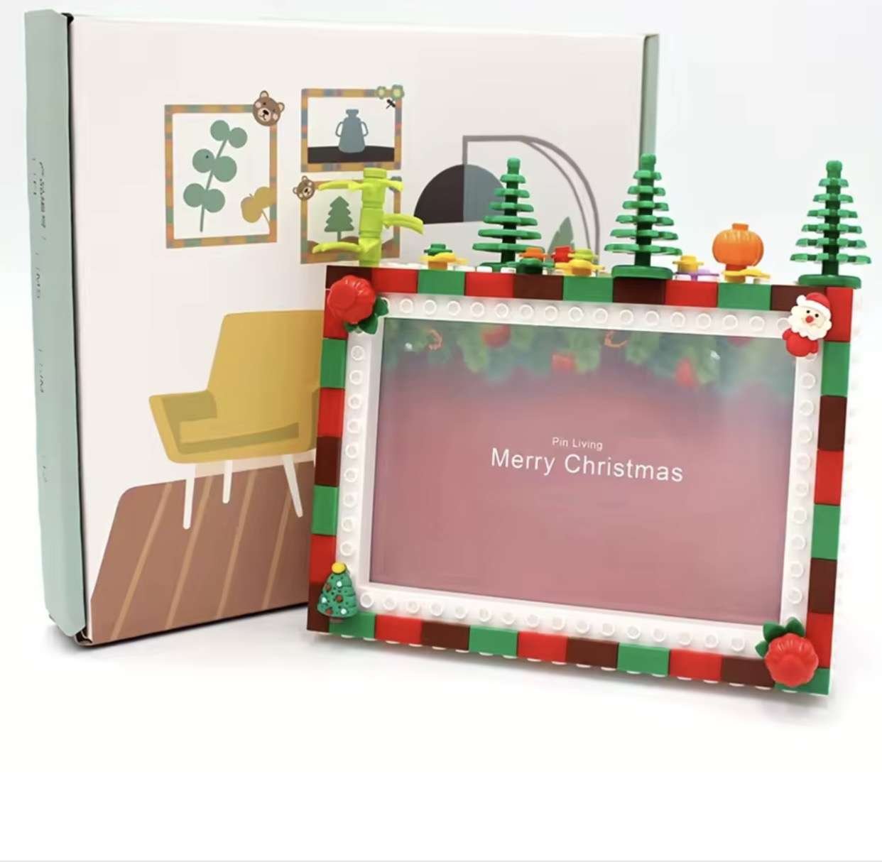 1pack Custom Christmas Building Blocks Photo Frame DIY Creative Colorful Photo Frame Decoration Buil