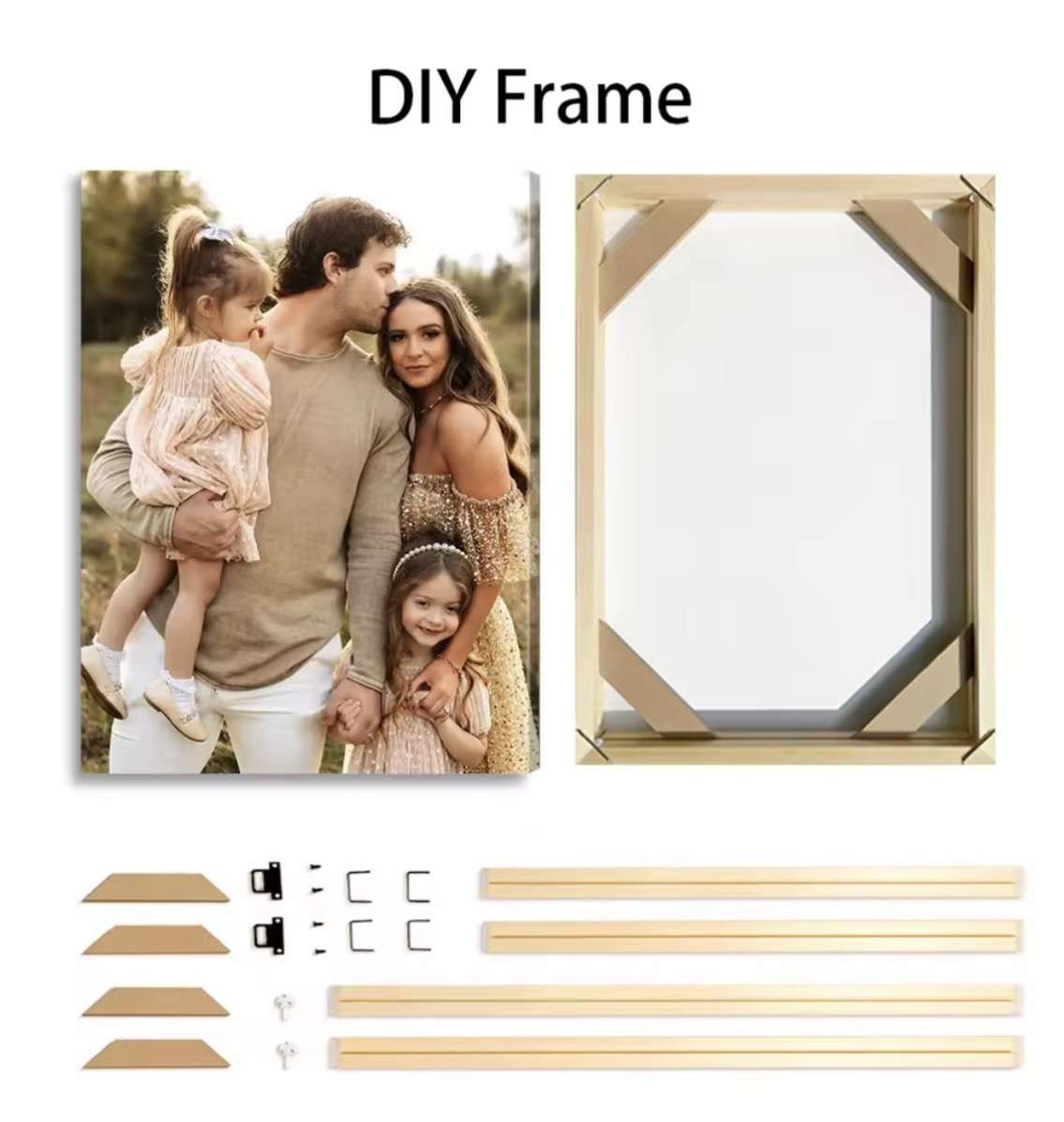 1 Pc Customized Photos on Canvas with DIY Wood Frame or Frameless Poster, Personalized Custom Photos